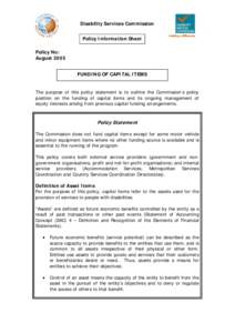 Policy on Funding of Capital Items Information sheet