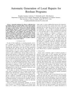Automatic Generation of Local Repairs for Boolean Programs Roopsha Samanta, Jyotirmoy V. Deshmukh and E. Allen Emerson Department of Electrical and Computer Engineering and Department of Computer Sciences, The University