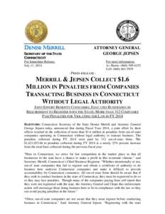 Microsoft Word[removed]Merrill and Jepsen Collect $1.6 Million in Fines from Out of State Firms.doc