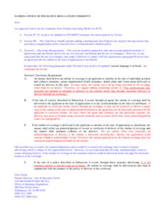 FLORIDA OFFICE OF INSURANCE REGULATION COMMENTS Jolie – As requested, below are the comments from Florida concerning Model Act #[removed]Section 2C (5) needs to be updated as CHAMPUS insurance has been replaced by Trica