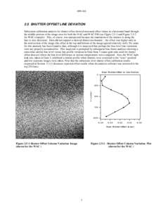 [removed]SHUTTER OFFSET LINE DEVIATION Subsystem calibration analysis for shutter offset showed increased offset values in a horizontal band through the middle portion of the image area for both the NAC and WAC FM (s