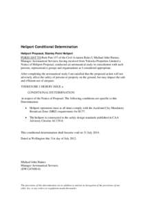 Heliport Conditional Determination - Stanley Point Heliport