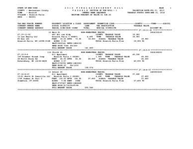 STATE OF NEW YORK COUNTY - Rensselaer County TOWN - Hoosick VILLAGE - Hoosick Falls SWIS