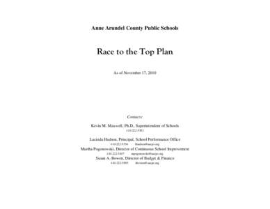 Achievement gap in the United States / Common Core State Standards Initiative / America COMPETES Act / Maryland / Education / Anne Arundel County Public Schools / Race to the Top