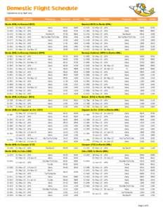 Domestic Flight Schedule Updated as of 29 April 2013 Flight Effectivity