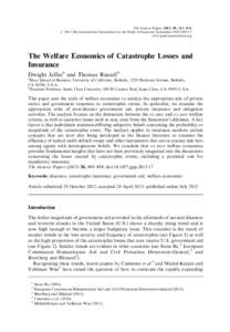 The Welfare Economics of Catastrophe Losses and Insurance