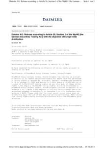 Daimler AG: Release according to Article 26, Section 1 of the WpHG [the German ...  Seite 1 von 2 Daimler AG