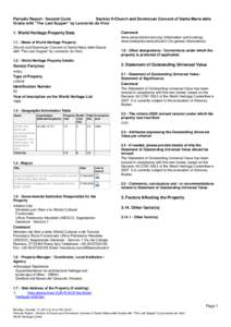 Periodic Report - Second Cycle Section II-Church and Dominican Convent of Santa Maria delle Grazie with “The Last Supper” by Leonardo da Vinci Comment  1. World Heritage Property Data