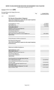 REPORT OF LOCAL DISASTER RISK REDUCTION AND MANAGEMENT FUND UTILIZATION For the Quarter Ending June 30, 2013 Province /City Municipality CAPIZ Estimated Revenue from Regular Resources: CALAMITY FUND Less: