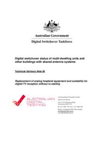 Digital switchover status of multi-dwelling units and other buildings with shared antenna systems Technical Advisory Note 08  Replacement of analog headend equipment and suitability for