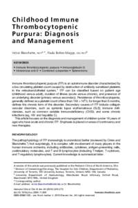 Childhood Immune Thrombocytopenic Purpura: Diagnosis and Management