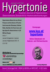 Hypertension News-Screen: Blood Pressure and Incidence of Twelve Cardiovascular Diseases: Lifetime Homepage: