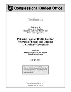 Potential Costs of Health Care for Veterans of Recent and Ongoing U.S. Military Operations
