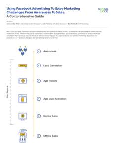 Using Facebook Advertising To Solve Marketing Challenges From Awareness To Sales: A Comprehensive Guide Q4 2014 Authors: Ben Weiss, Marketing Content Strategist | John Terrana, VP, Media Solutions | Max Kalehoff, SVP, Ma