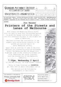 Prahran mechanics’ institute victorian history library Newsletter no 55 - February[removed]High Street, Prahran (PO Box 1080 Windsor VIC[removed]Ph/Fax[removed]