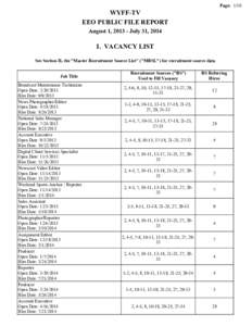 Page: 1/10  WYFF-TV EEO PUBLIC FILE REPORT August 1, [removed]July 31, 2014