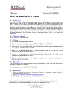 Genova  Protocol: P09-006A Direct UV determination of protein Introduction