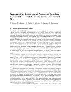 Supplement to: Assessment of Parameters Describing Representativeness of Air Quality in-situ Measurement Sites S. Henne, D. Brunner, D. Folini, S. Solberg, J. Klausen, B. Buchmann S1