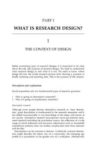 PART I  WHAT IS RESEARCH DESIGN? 1 THE CONTEXT OF DESIGN