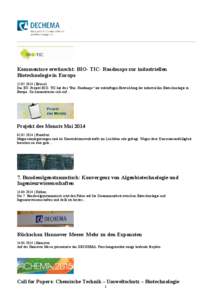 ﻿  Kommentare erwünscht: BIO- TIC- Roadmaps zur industriellen