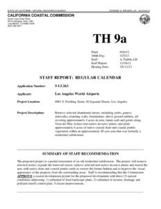 California Coastal Commission Staff Report and Recommendation Regarding Coastal Development Permit No[removed]Los Angeles World Airports, El Segundo Dunes, City of Los Angeles) Los Angeles County