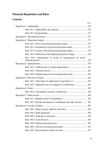 Financial Regulations and Rules Contents Page Regulation 1. Applicability ......................................................................................... 276 Rule[removed]Applicability and authority ............