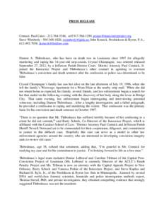 Microsoft Word - Thibodeaux Press Release.doc