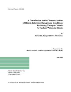 A Contribution to the Characterization of Illinois Reference/Background Conditions for Setting Nitrogen Criteria for Surface Waters in Illinois