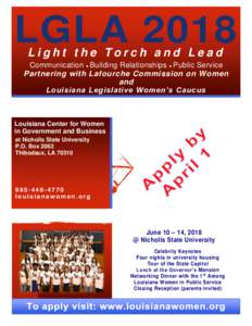 m  LGLA 2018 Light the Torch and Lead  Communication • Building Relationships • Public Service