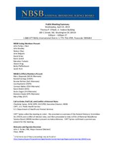 National Biodefense Science Board (NBSB) Public Meeting Summary - April 23, 2014