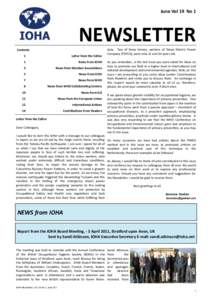 June Vol 19 No 1  NEWSLETTER Contents 1