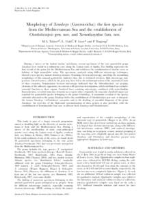J. Mar. Biol. Ass. U.K), 86, 1005^1015 Printed in the United Kingdom Morphology of Xenodasys (Gastrotricha): the ¢rst species from the Mediterranean Sea and the establishment of Chordodasiopsis gen. nov. and Xeno