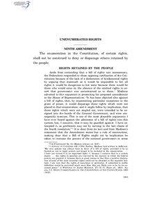 United States Constitution / Politics / Unenumerated rights / Ninth Amendment to the United States Constitution / Substantive due process / United States Bill of Rights / Randy Barnett / Griswold v. Connecticut / Fundamental rights / Law / Rights / James Madison