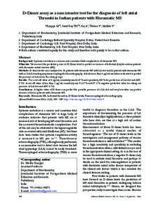 D-Dimer assay as a non invasive test for the diagnosis of left atrial Thrombi in Indian patients with Rheumatic MS *Rajappa M1#, Sunil Roy TN2#, Raj A3, Trehan V3, Mallika V4