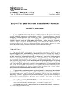65.ª ASAMBLEA MUNDIAL DE LA SALUD Punto[removed]del orden del día provisional A65[removed]de mayo de 2012