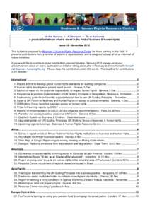 On the Horizon ▪ A l’Horizon ▪ En el Horizonte A practical bulletin on what is ahead in the field of business & human rights Issue 28 - November 2012 This bulletin is prepared by Business & Human Rights Resource Ce