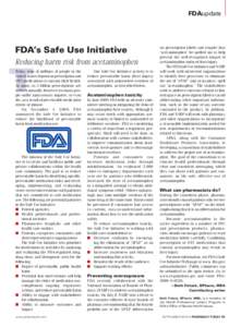 FDAupdate � FDA’s Safe Use Initiative	� Reducing harm risk from acetaminophen