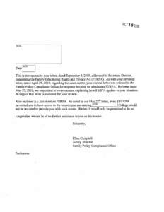 OCTb)(6) DearLJ This is in response to your letter, dated September 9, 2010, addressed to Secretary Duncan,