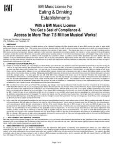 BMI  BMI Music License For 