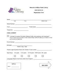 Milton Public Library Registration Form