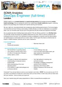    SOMA Analytics DevOps Engineer (full-time) London