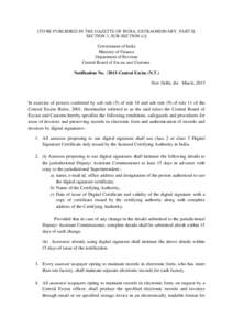 [TO BE PUBLISHED IN THE GAZETTE OF INDIA, EXTRAORDINARY, PART II, SECTION 3, SUB-SECTION (i)] Government of India Ministry of Finance Department of Revenue Central Board of Excise and Customs