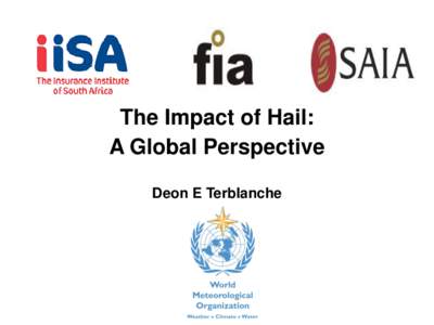 The Impact of Hail: A Global Perspective Deon E Terblanche Seamless prediction WMO