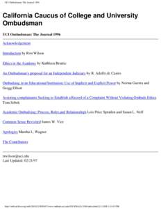 UCI Ombudsman: The Journal 1996