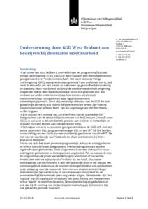 Ondersteuning door GGD West Brabant aan bedrijven bij duurzame inzetbaarheid A. van LeeuwenhoeklaanMA Bilthoven Postbus 1