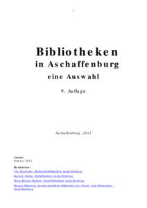 1  Bibliotheken in Aschaffenburg eine Auswahl 9. Auflage
