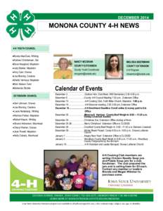 DECEMBER[removed]MONONA COUNTY 4-H NEWS 4-H YOUTH COUNCIL Ronda MacClure, Whiting