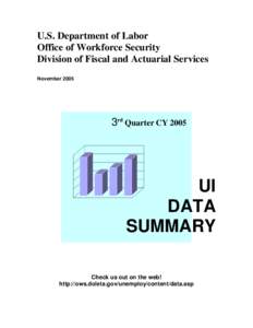 U.S. Department of Labor Office of Workforce Security Division of Fiscal and Actuarial Services November[removed]3rd Quarter CY 2005