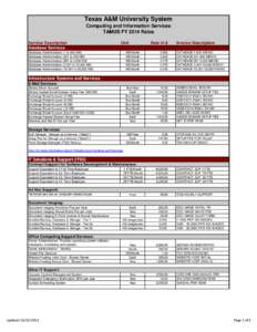 Texas A&M University System Computing and Information Services TAMUS FY 2014 Rates Service Description Database Services