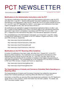 PCT NEWSLETTER No[removed]July-August 2011)